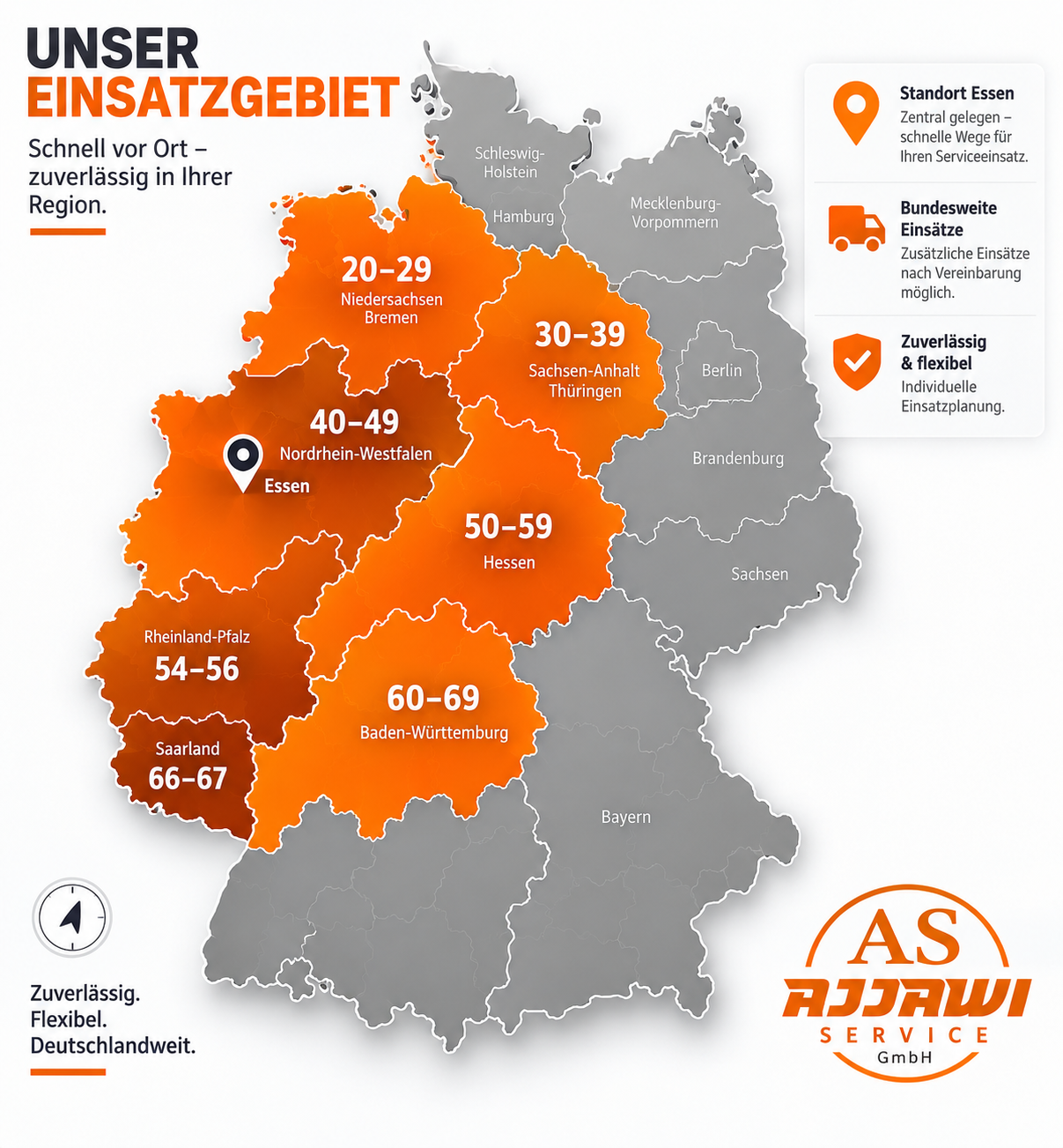 PLZ Einsatzgebiet Ajjawi Service GmbH